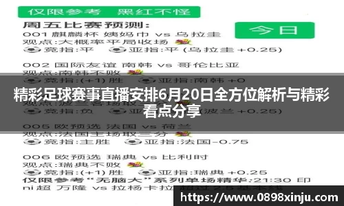 精彩足球赛事直播安排6月20日全方位解析与精彩看点分享